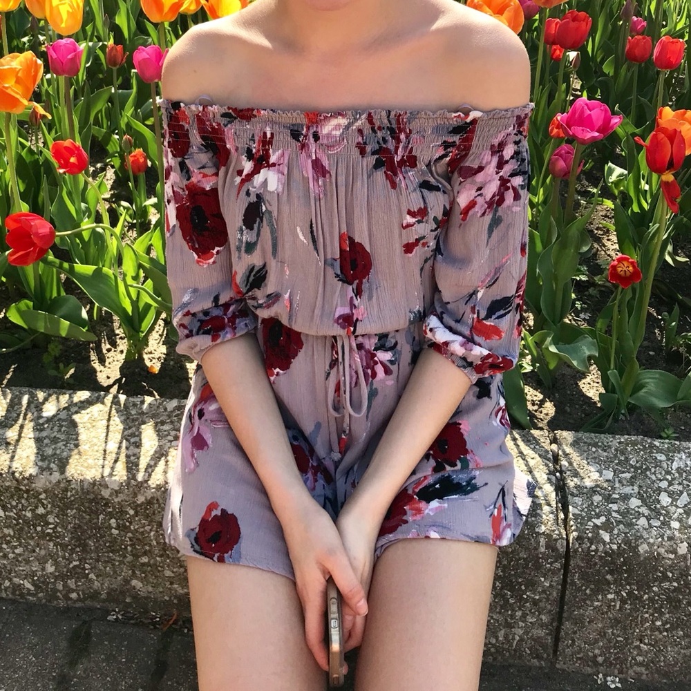 Light Purple Floral Romper